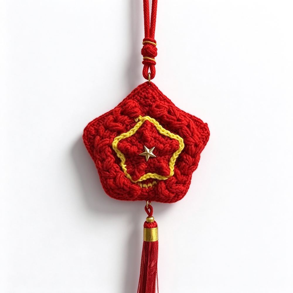 新品-麦穗五角星车挂-红色